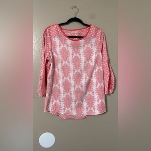 Antilia Femme pink and white nice fancy blouse size M  fresh material